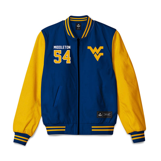 West Virginia - NCAA Baseball : Andrew Middleton - Bomber Jacket-0