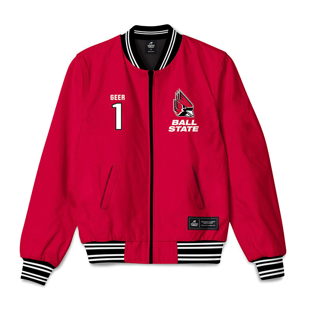 Ball State - NCAA Women's Volleyball : Audrey Geer - Bomber Jacket-0