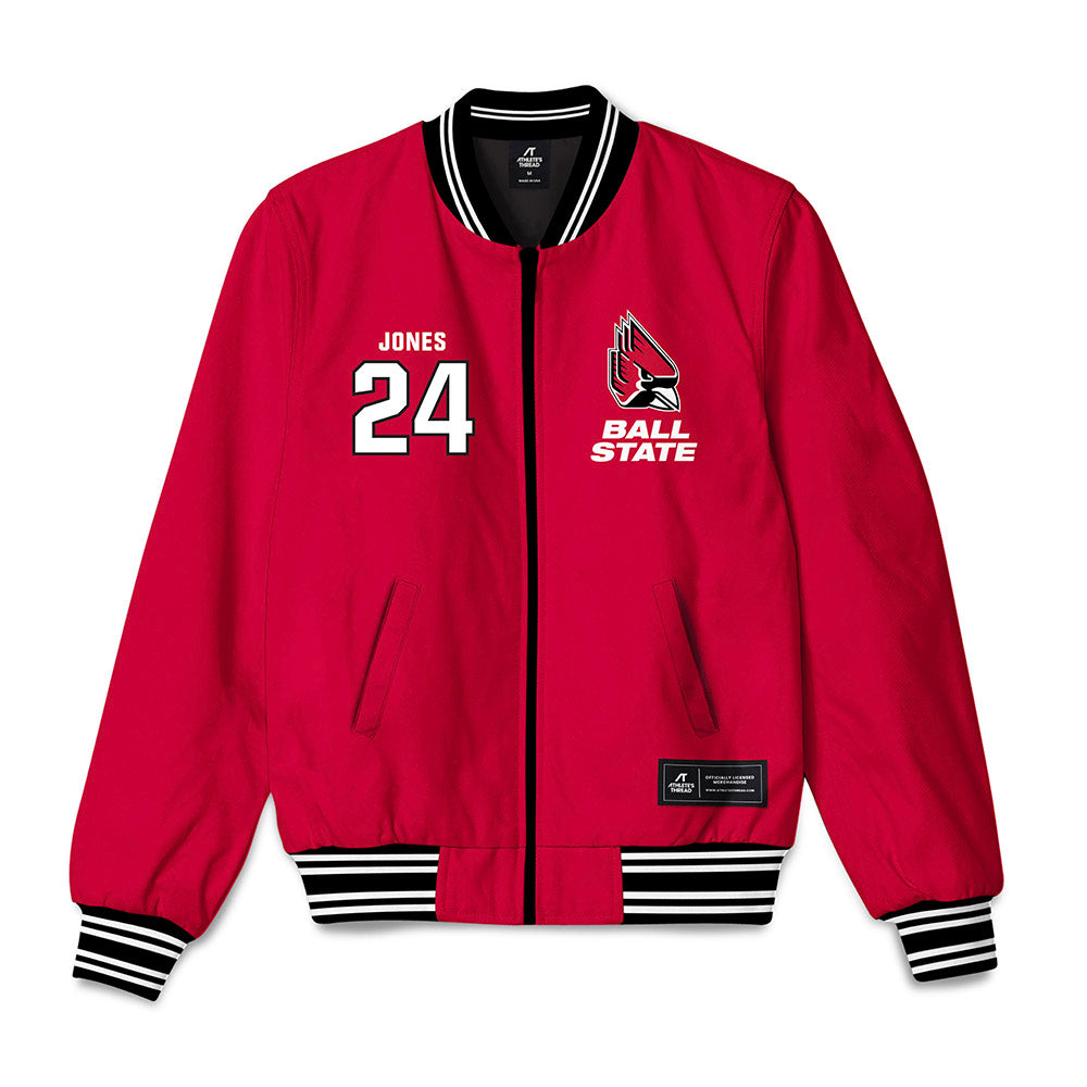 Ball State - NCAA Men's Basketball : Mason Jones - Bomber Jacket-0