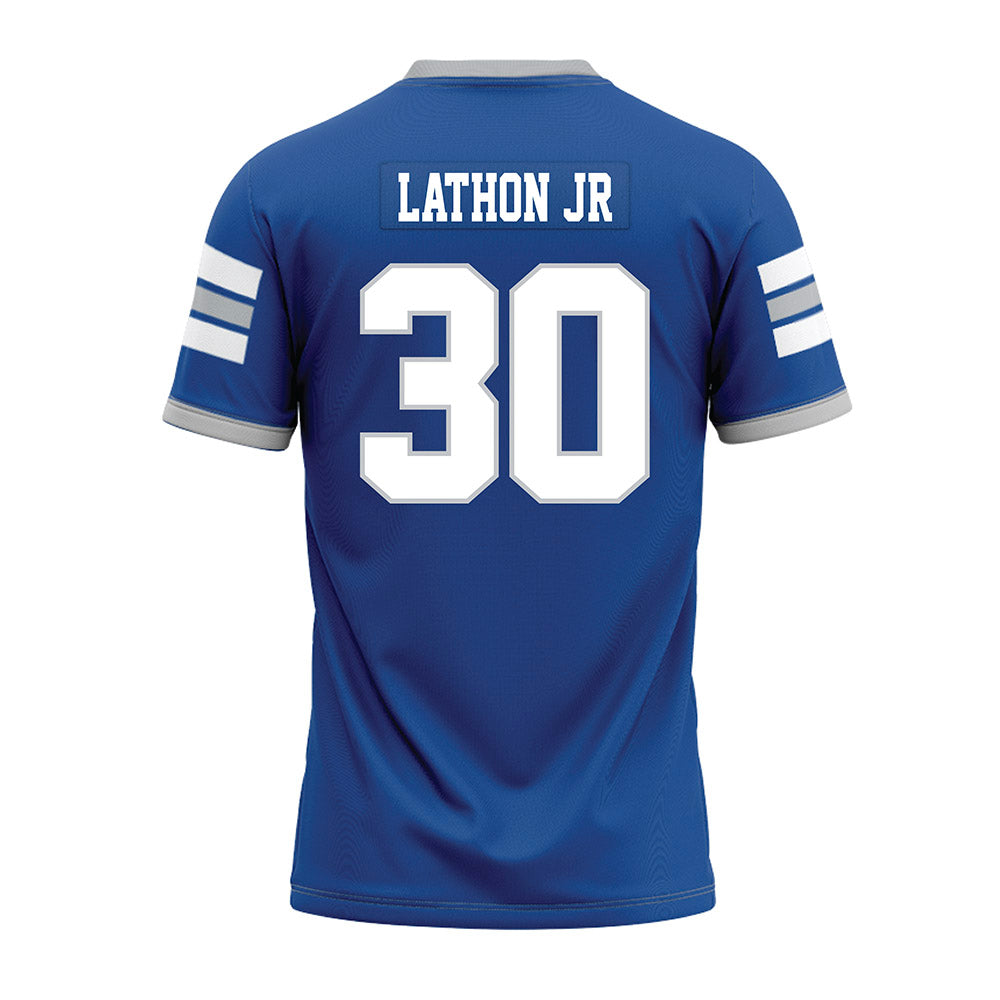 MTSU - NCAA Football : Rob Lathon Jr - Blue Premium Football Jersey-1
