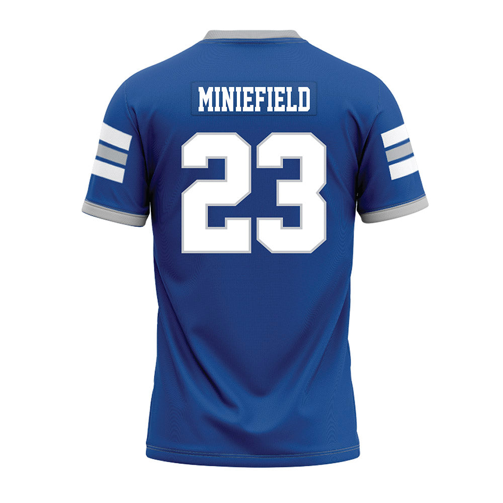 MTSU - NCAA Football : KJ Miniefield - Blue Premium Football Jersey-1