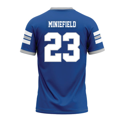 MTSU - NCAA Football : KJ Miniefield - Blue Premium Football Jersey-1