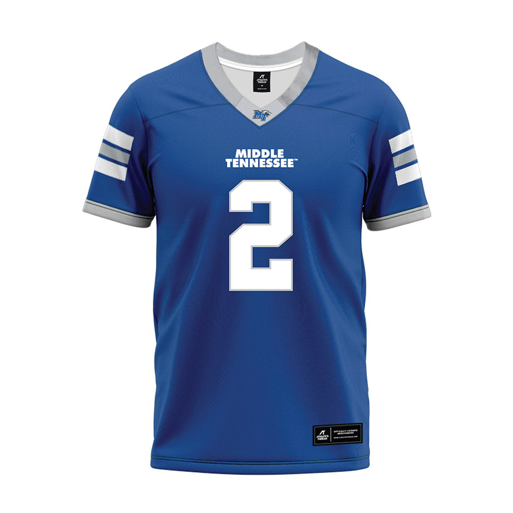 MTSU - NCAA Football : DeArre McDonald - Blue Premium Football Jersey
