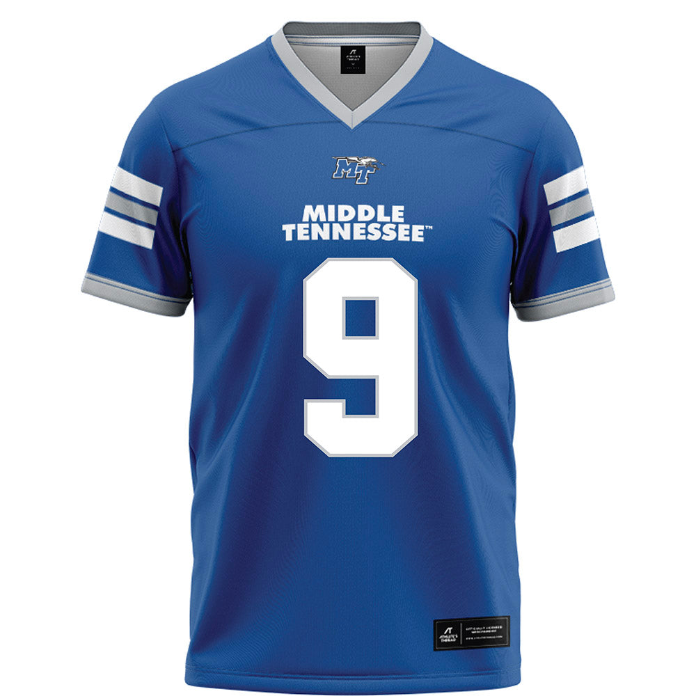 MTSU - NCAA Football : Terrence Brown - Blue Football Jersey-0