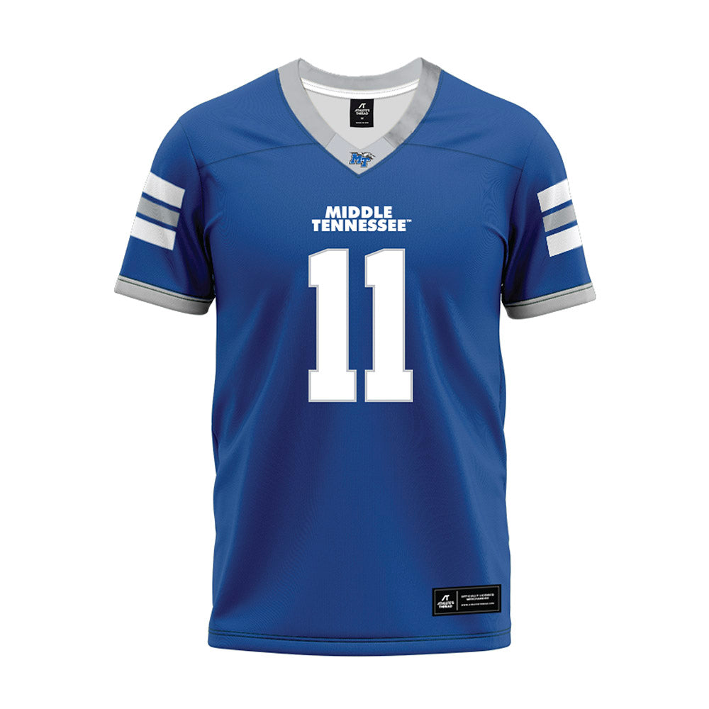 MTSU - NCAA Football : James Johnson - Blue Premium Football Jersey-0