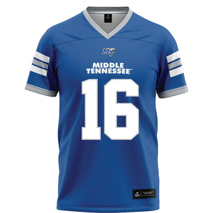 MTSU - NCAA Football : Jaiyden Thompson - Blue Football Jersey-0