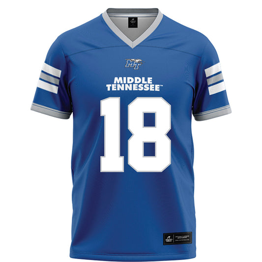 MTSU - NCAA Football : Kalen Woods - Blue Football Jersey-0