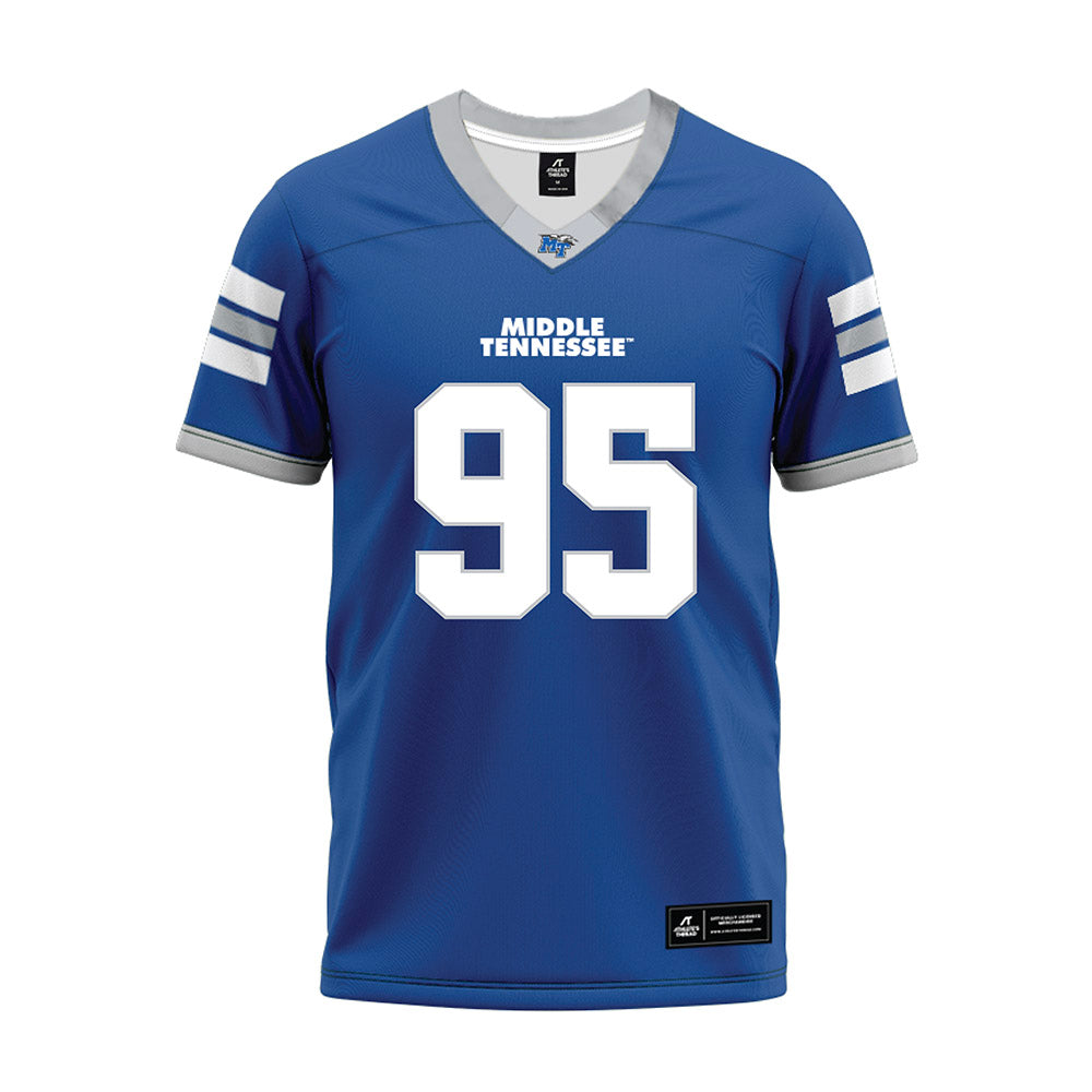 MTSU - NCAA Football : Zeion Simpson-smith - Blue Premium Football Jersey-0