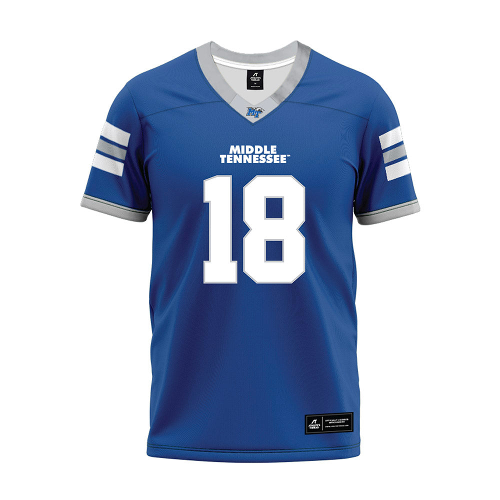 MTSU - NCAA Football : Kalen Woods - Blue Premium Football Jersey-0