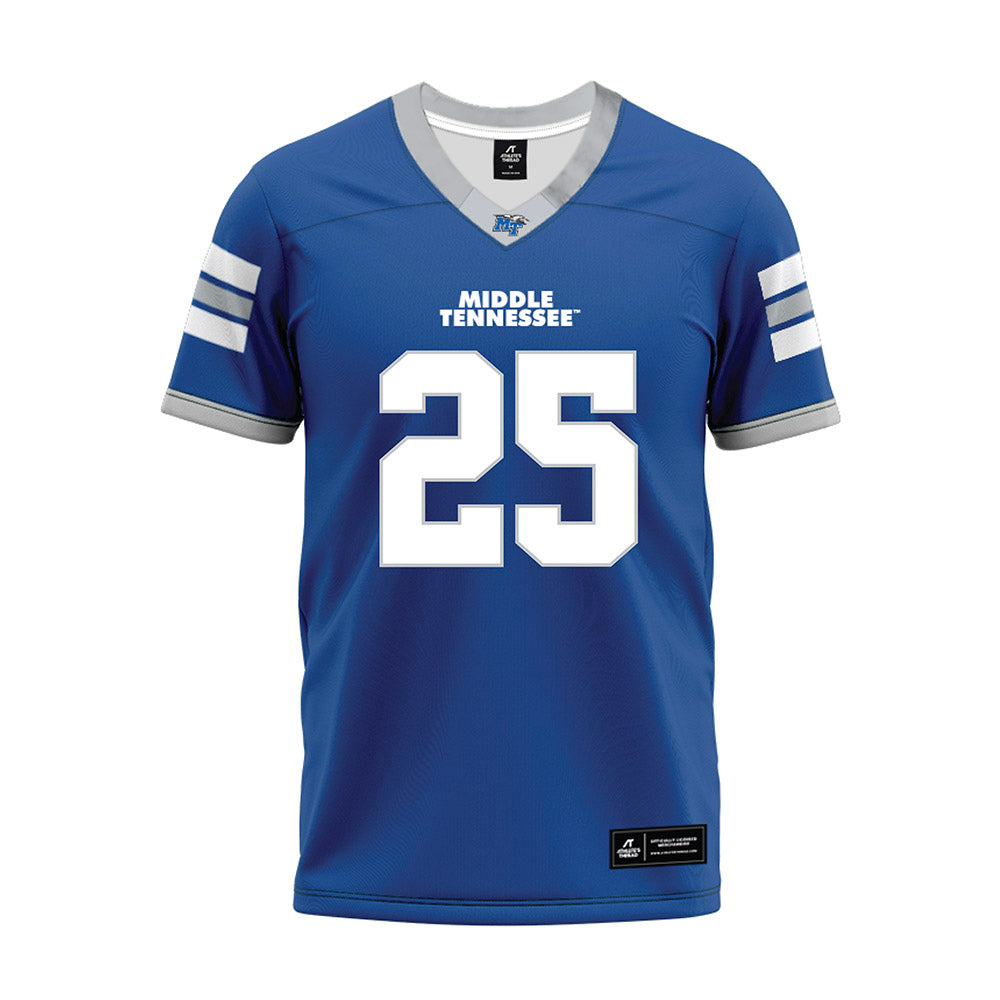 MTSU - NCAA Football : Ethan Sherman - Blue Premium Football Jersey-0