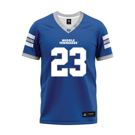 MTSU - NCAA Football : KJ Miniefield - Blue Premium Football Jersey-0