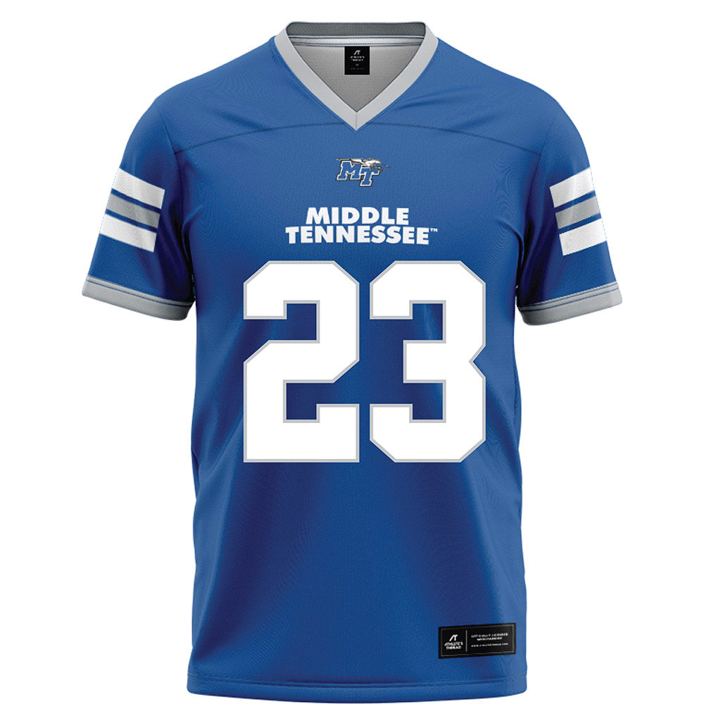 MTSU - NCAA Football : KJ Miniefield - Blue Football Jersey-0