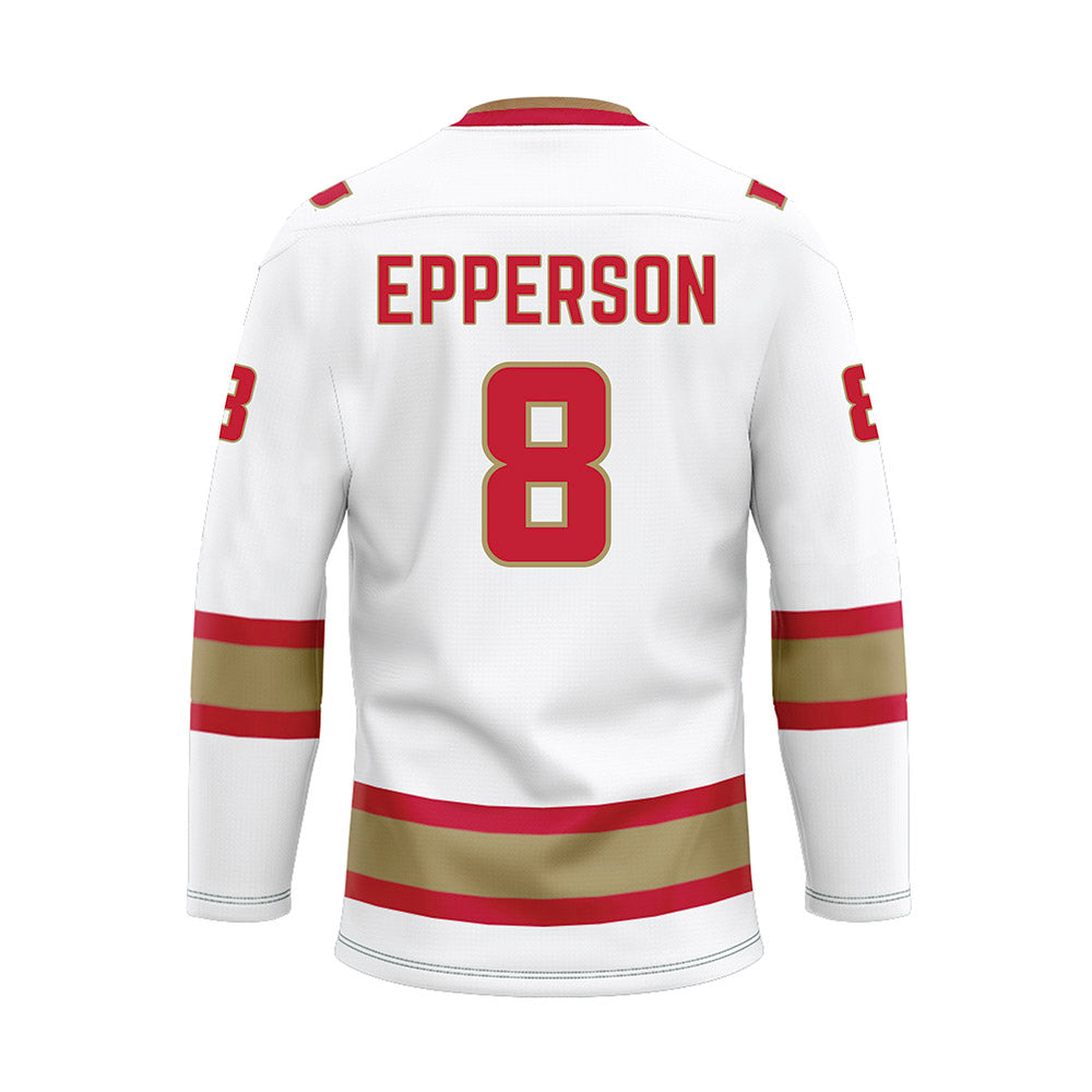 DU - NCAA Men's Ice Hockey : Kristian Epperson - White Hockey Jersey-1