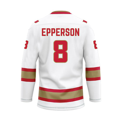 DU - NCAA Men's Ice Hockey : Kristian Epperson - White Hockey Jersey-1