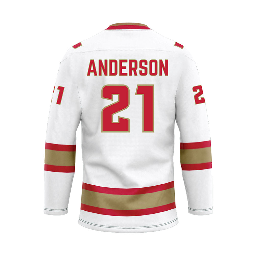 DU - NCAA Men's Ice Hockey : Kent Anderson - White Hockey Jersey-1