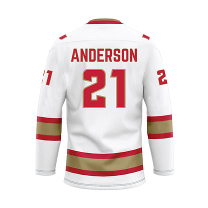 DU - NCAA Men's Ice Hockey : Kent Anderson - White Hockey Jersey-1
