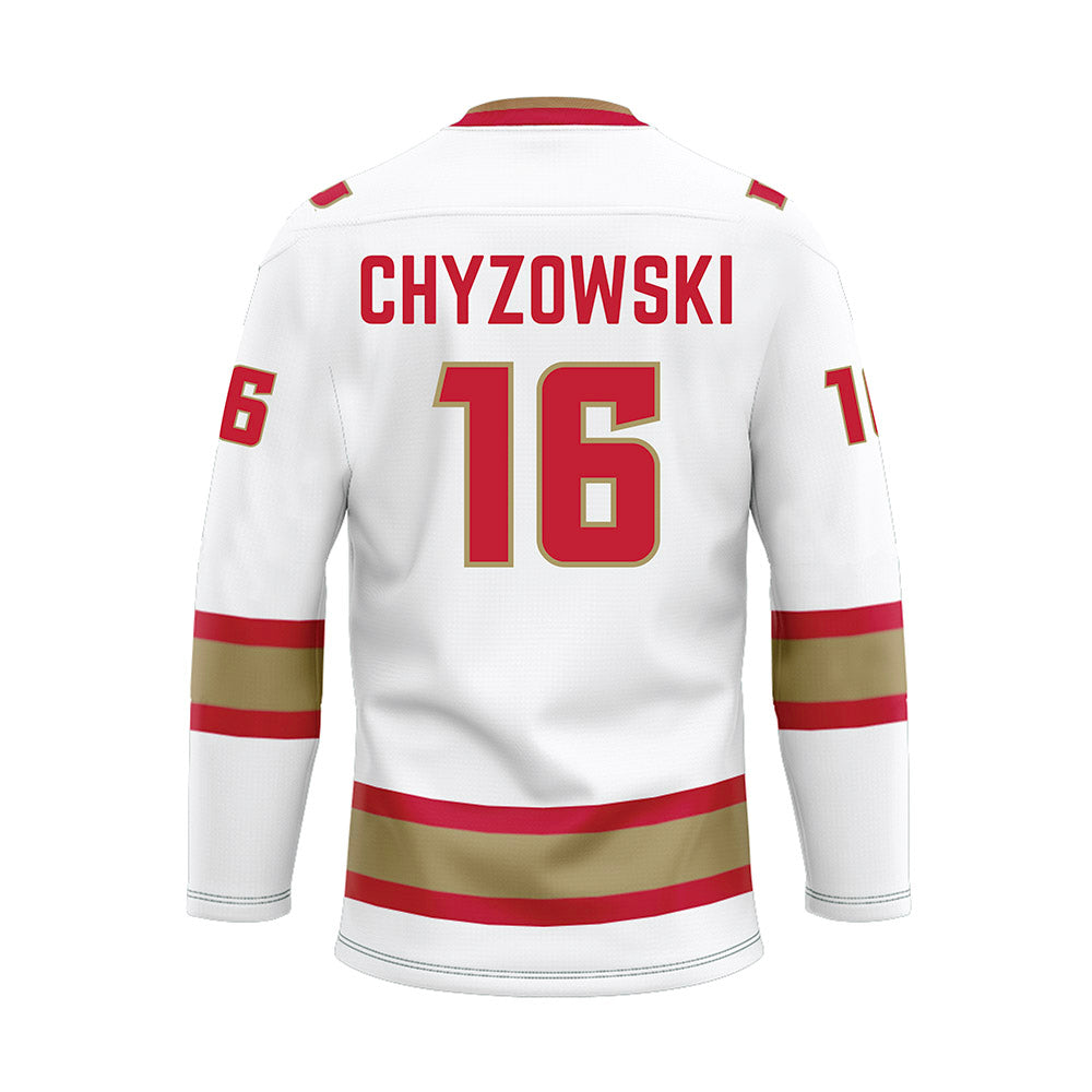 DU - NCAA Men's Ice Hockey : Kyle Chyzowski - White Hockey Jersey-1
