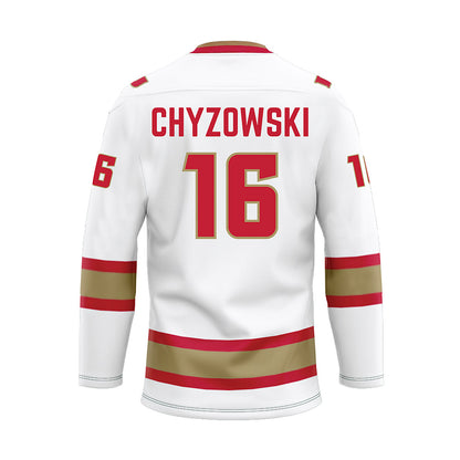 DU - NCAA Men's Ice Hockey : Kyle Chyzowski - White Hockey Jersey-1