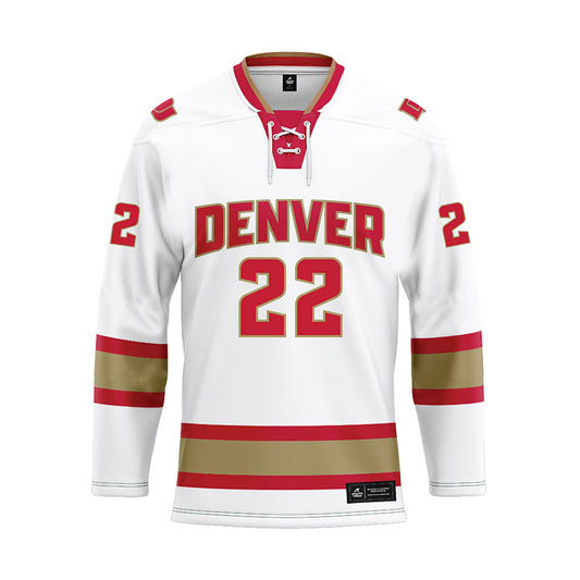 DU - NCAA Men's Ice Hockey : Brendan McMorrow - White Hockey Jersey-0
