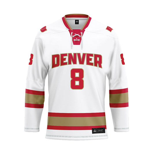 DU - NCAA Men's Ice Hockey : Kristian Epperson - White Hockey Jersey-0