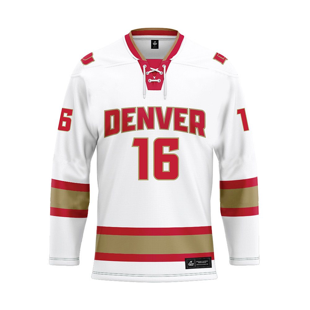 DU - NCAA Men's Ice Hockey : Kyle Chyzowski - White Hockey Jersey-0