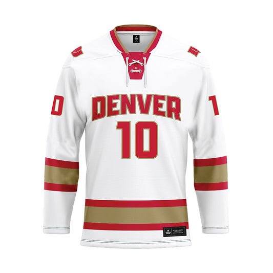 DU - NCAA Men's Ice Hockey : Brady Milburn - White Hockey Jersey-0