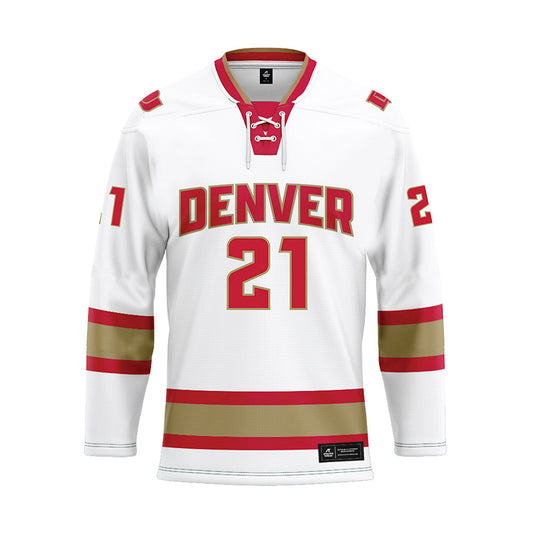 DU - NCAA Men's Ice Hockey : Kent Anderson - White Hockey Jersey-0