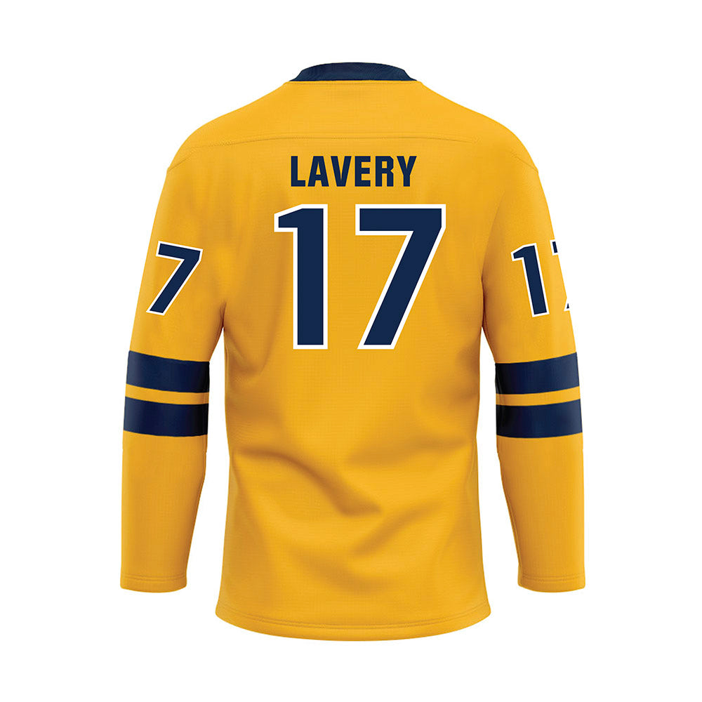 UW Eau Claire - NCAA Men's Ice Hockey : Luke Lavery - Gold Hockey Jersey-1