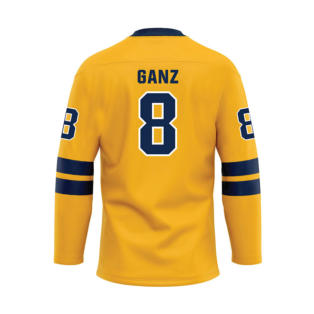 UW Eau Claire - NCAA Men's Ice Hockey : Logan Ganz - Gold Hockey Jersey-1