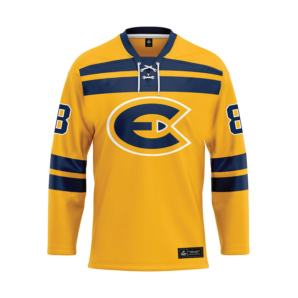 UW Eau Claire - NCAA Men's Ice Hockey : Logan Ganz - Gold Hockey Jersey-0