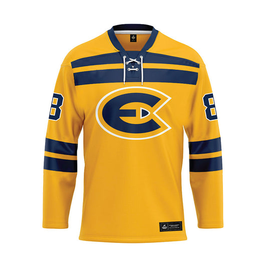 UW Eau Claire - NCAA Men's Ice Hockey : Logan Ganz - Gold Hockey Jersey-0