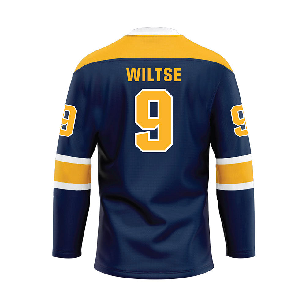 UW Eau Claire - NCAA Women's Ice Hockey : Kylie Wiltse - Navy Hockey Jersey-1