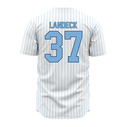 The Citadel - NCAA Baseball : Nathan Landeck - White Pinstripe Jersey-1