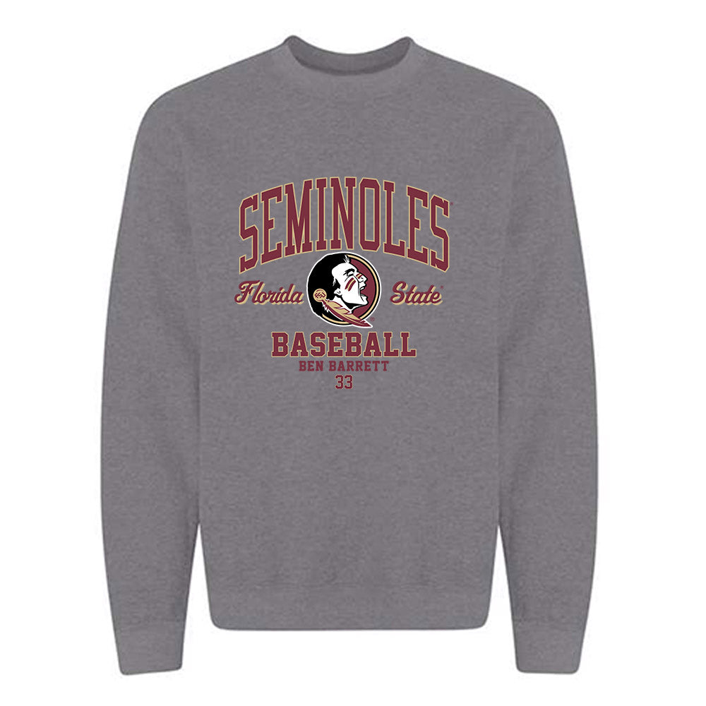 FSU - NCAA Baseball : Ben Barrett - Classic Fashion Shersey Crewneck Sweatshirt-0