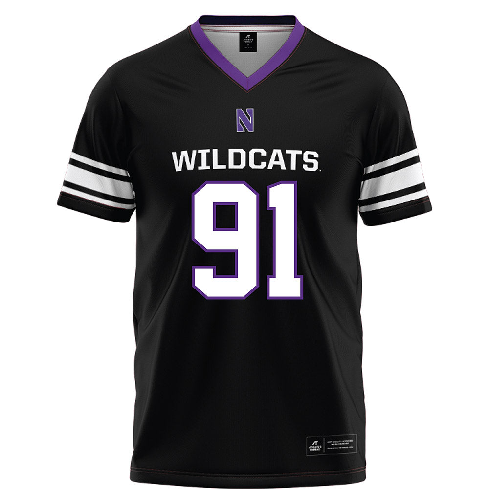 Northwestern - NCAA Football : Evan Boutorwick - Black Football Jersey-0