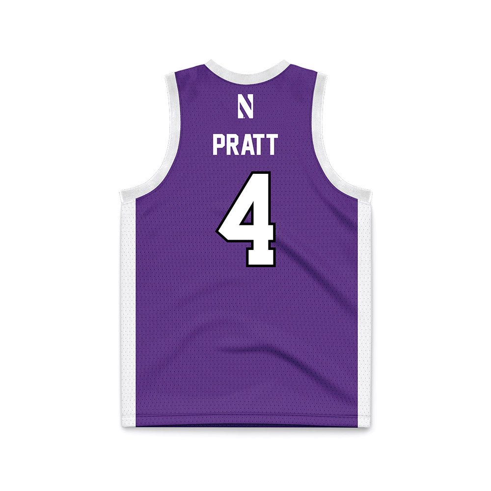 Northwestern - NCAA Men's Basketball : LA Pratt - Purple Basketball Jersey-1
