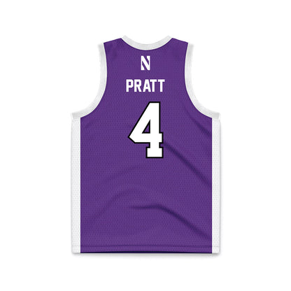 Northwestern - NCAA Men's Basketball : LA Pratt - Purple Basketball Jersey-1