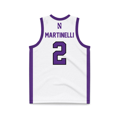 Northwestern - NCAA Men's Basketball : Nick Martinelli - White Basketball Jersey-1