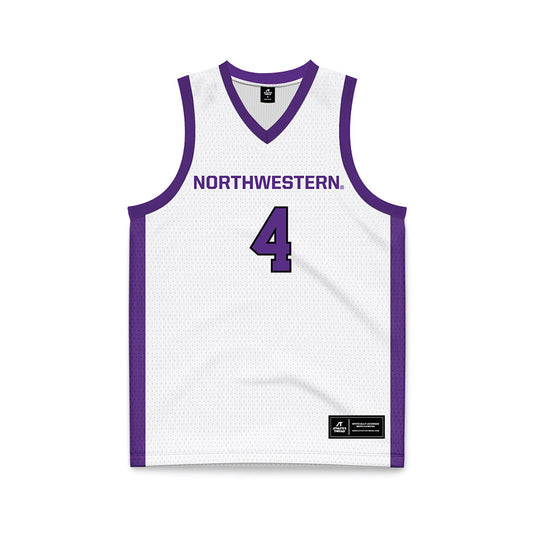 Northwestern - NCAA Men's Basketball : LA Pratt - White Basketball Jersey-0