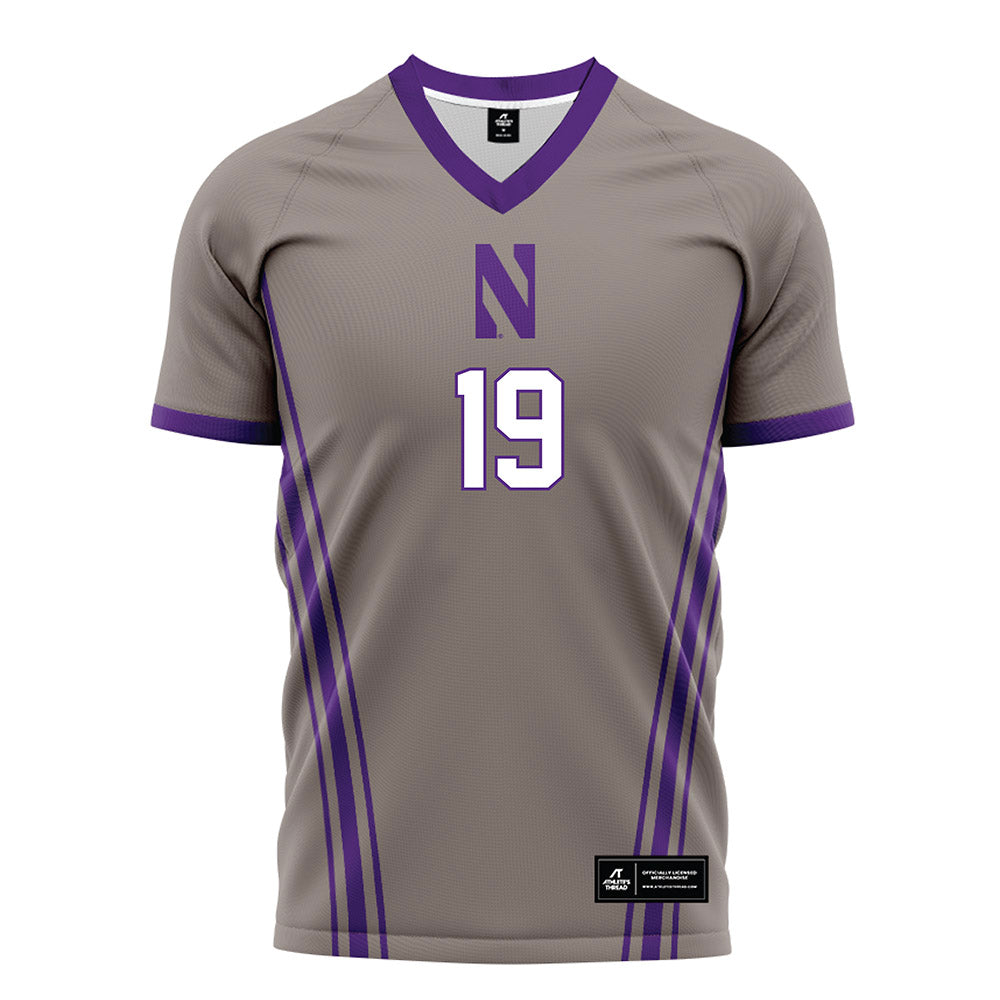 Northwestern - NCAA Men's Soccer : Fritz Volmar - Gray Soccer Jersey-0