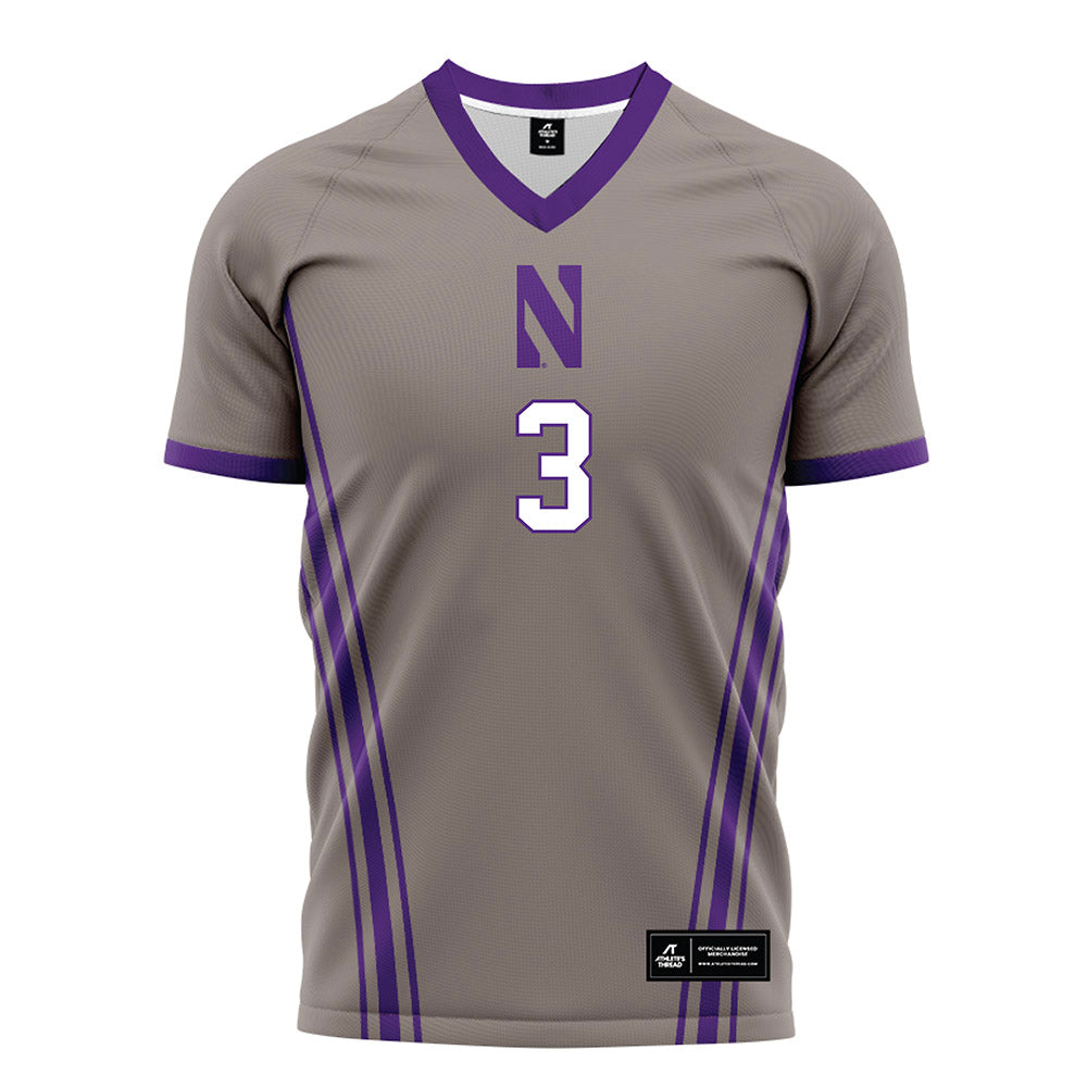 Northwestern - NCAA Men's Soccer : Andrew Johnson - Gray Soccer Jersey-0