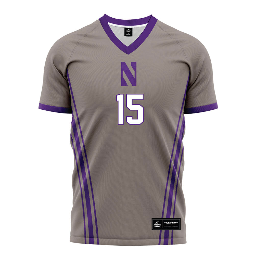 Northwestern - NCAA Men's Soccer : Doug Hainer - Gray Soccer Jersey-0