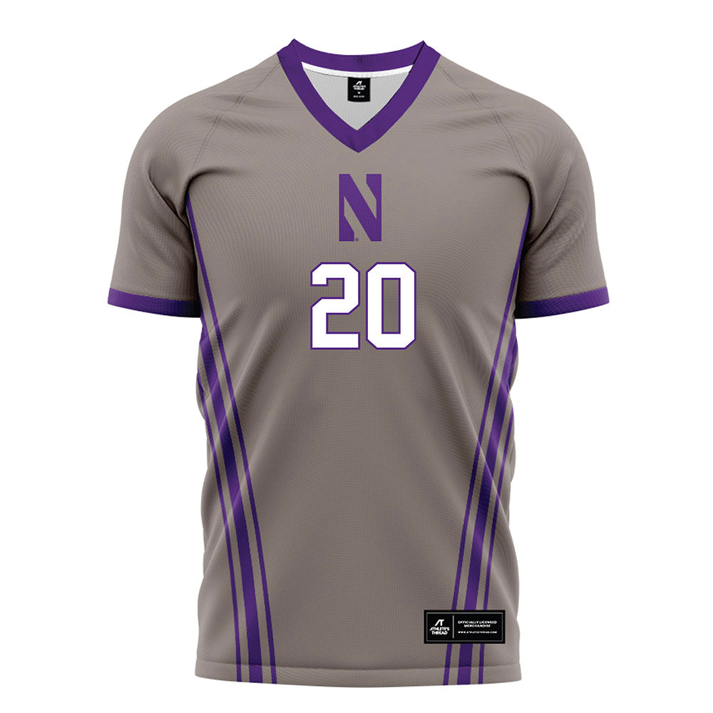Northwestern - NCAA Men's Soccer : Gavin Baer - Gray Soccer Jersey-0