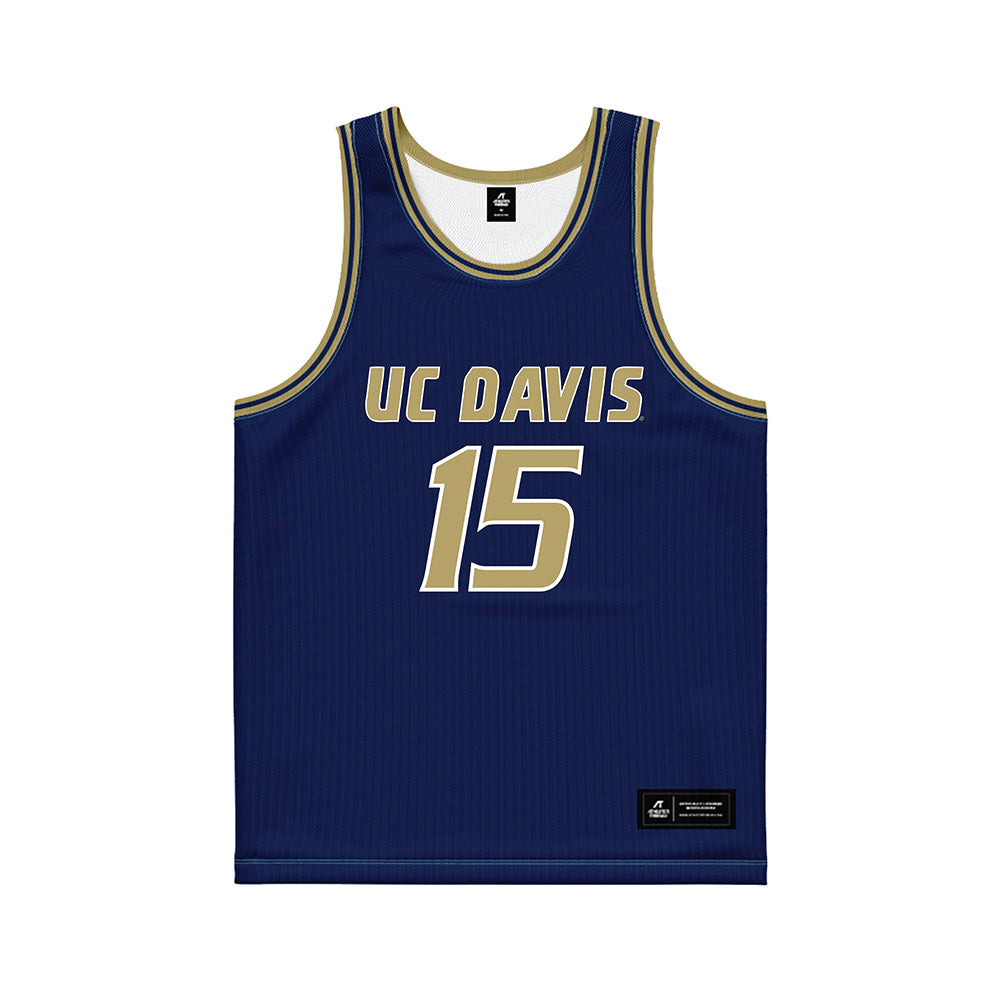 UC Davis - NCAA Women's Basketball : Sophie Lentfer - Blue Basketball Jersey-0