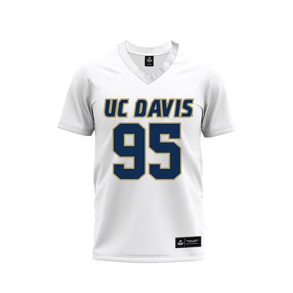 UC Davis - NCAA Football : Devin Huegel - White Premium Football Jersey-0