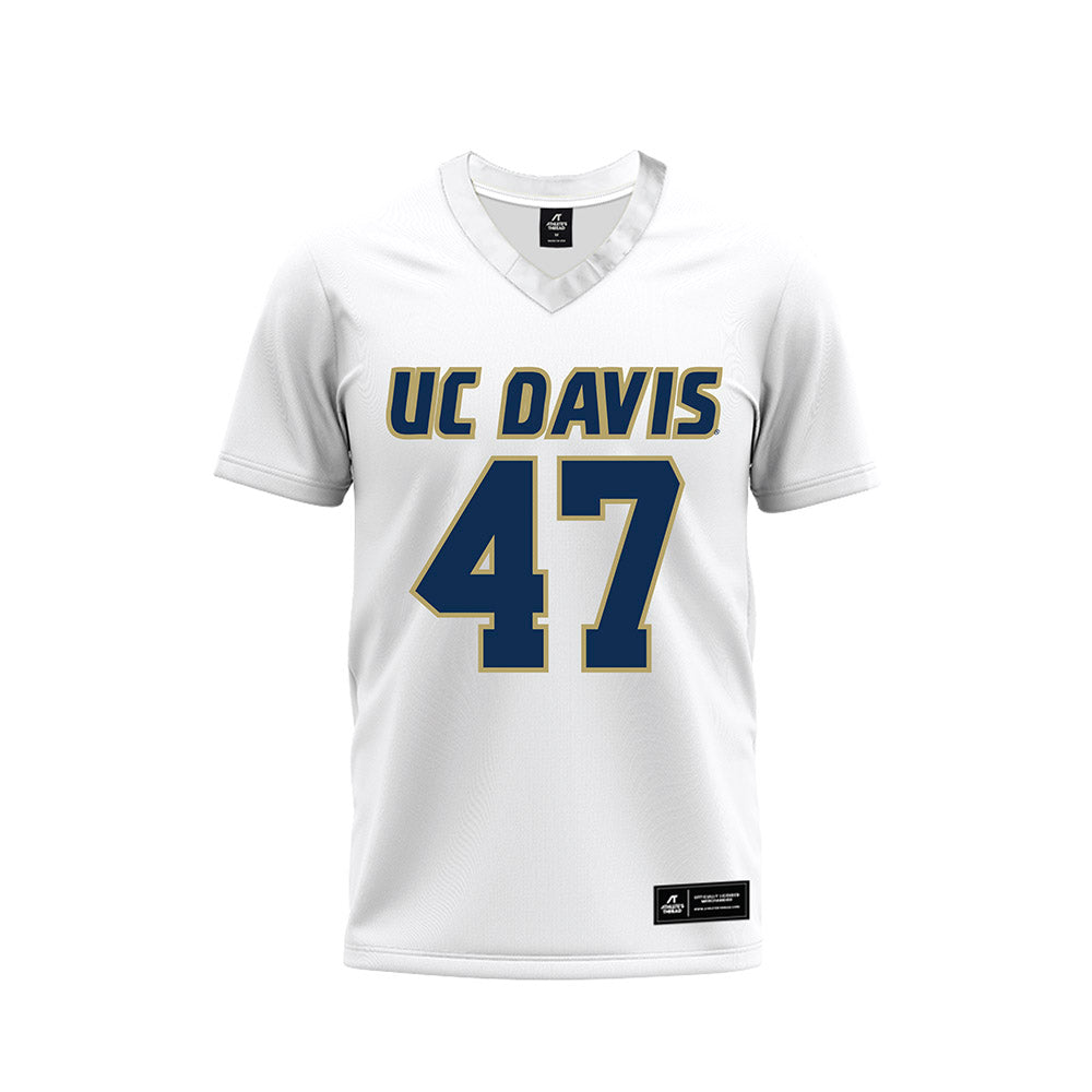 UC Davis - NCAA Football : Jack Knudtson - White Premium Football Jersey-0