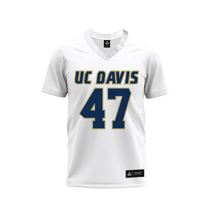 UC Davis - NCAA Football : Jack Knudtson - White Premium Football Jersey-0
