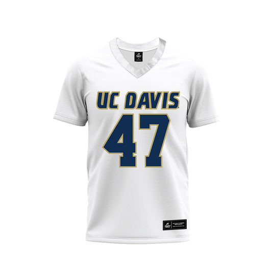 UC Davis - NCAA Football : Jack Knudtson - White Premium Football Jersey-0