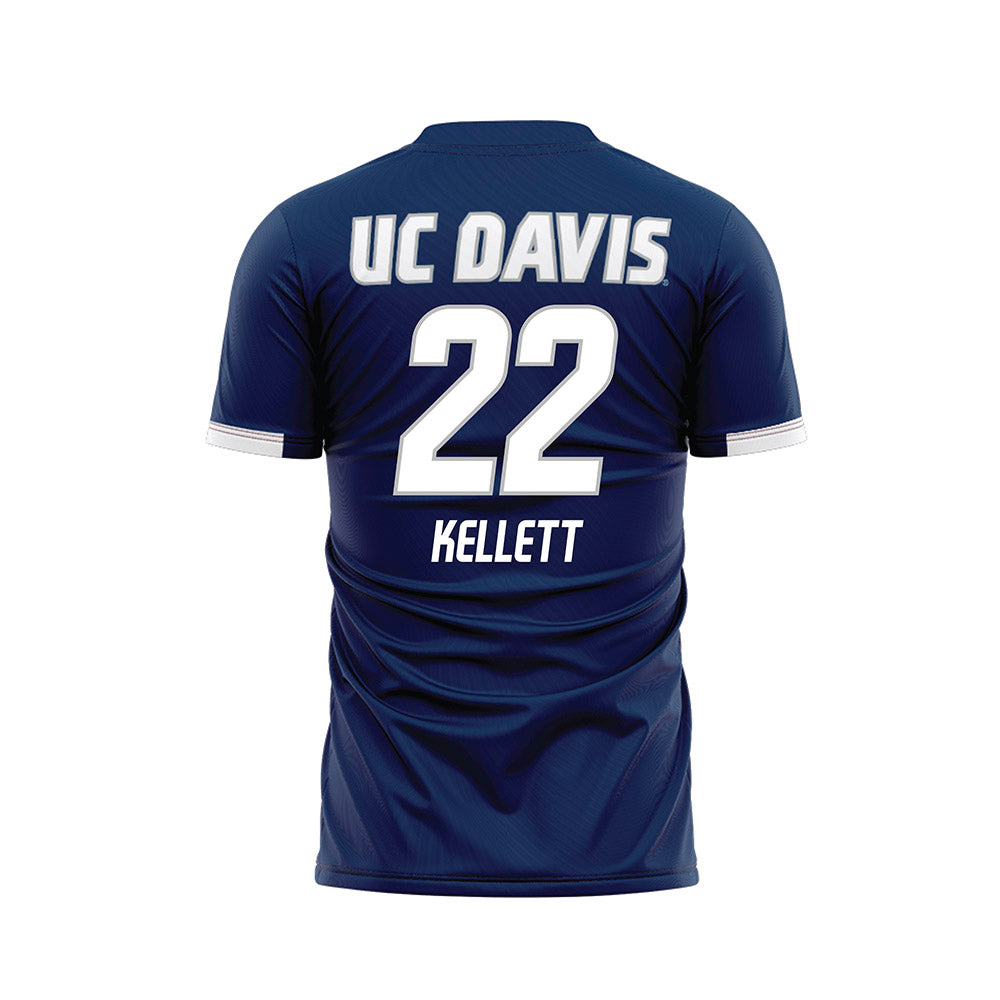 UC Davis - NCAA Men's Soccer : Caelan Kellett - Blue Soccer Jersey-1