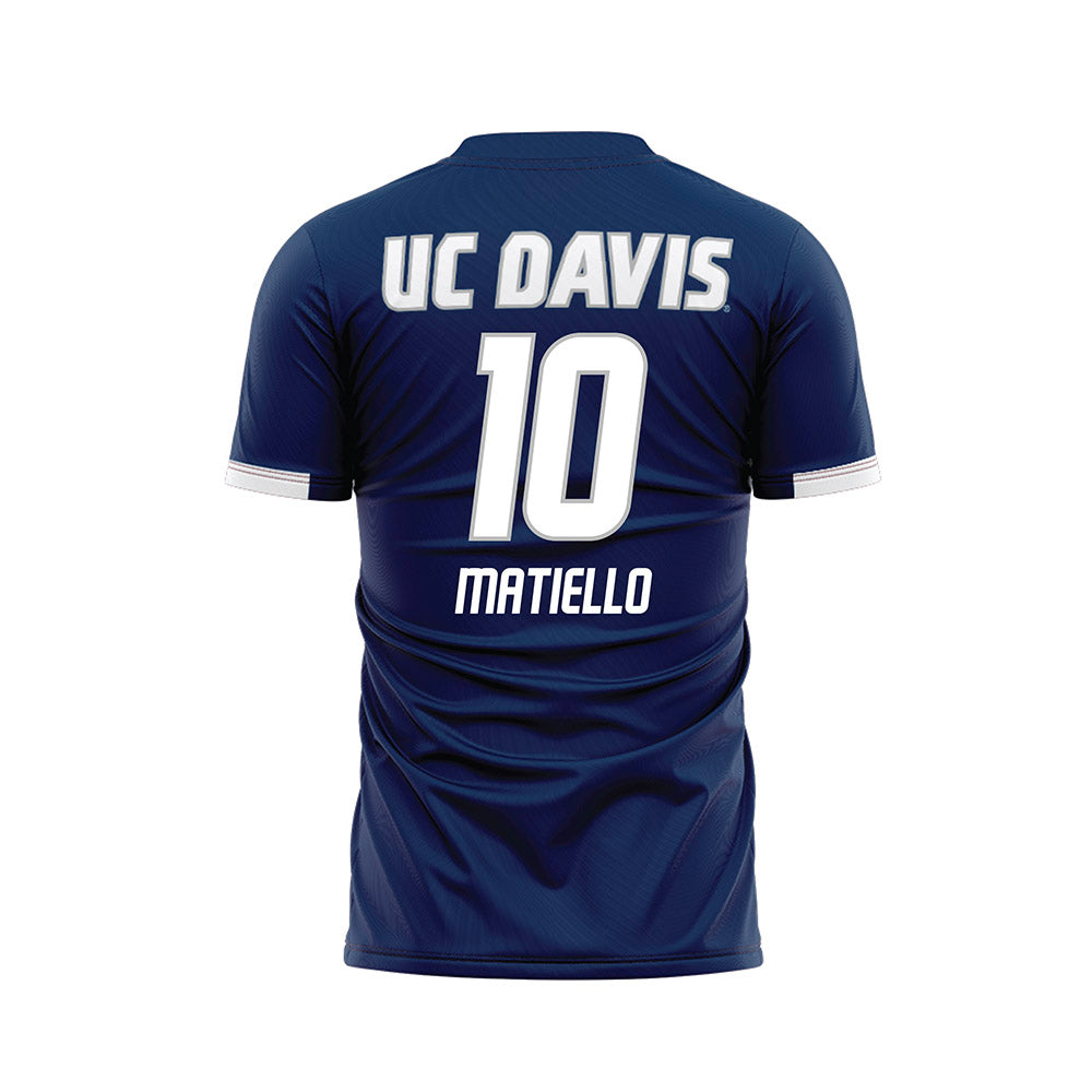 UC Davis - NCAA Men's Soccer : Rafael Matiello - Blue Soccer Jersey-1